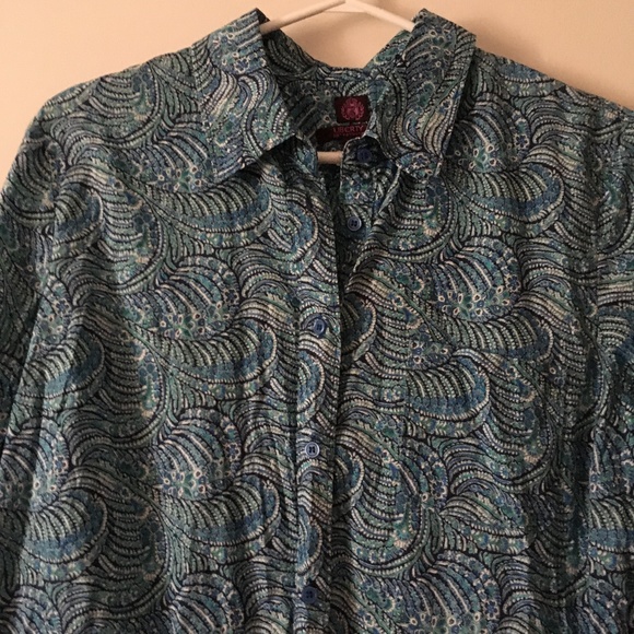 LIBERTY ART FABRICS Blue Cotton Paisley Shirt L - Picture 2 of 4